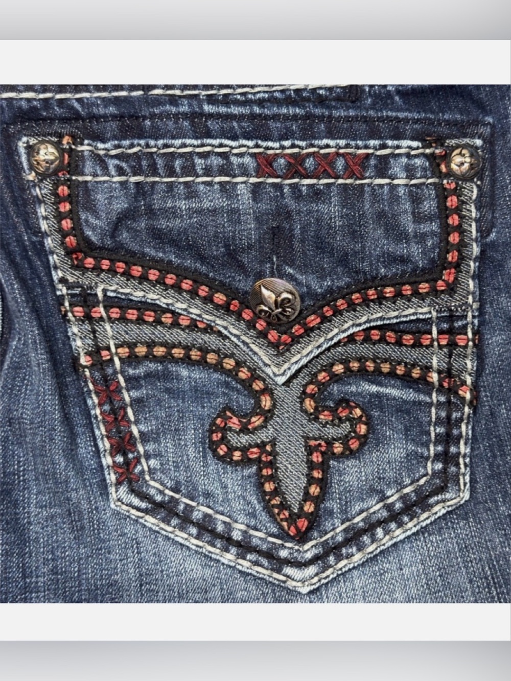 Rock Revival Men’s Denim Blue Jeans Relaxed Straight Echtar Size 36x30 - Picture 8 of 16